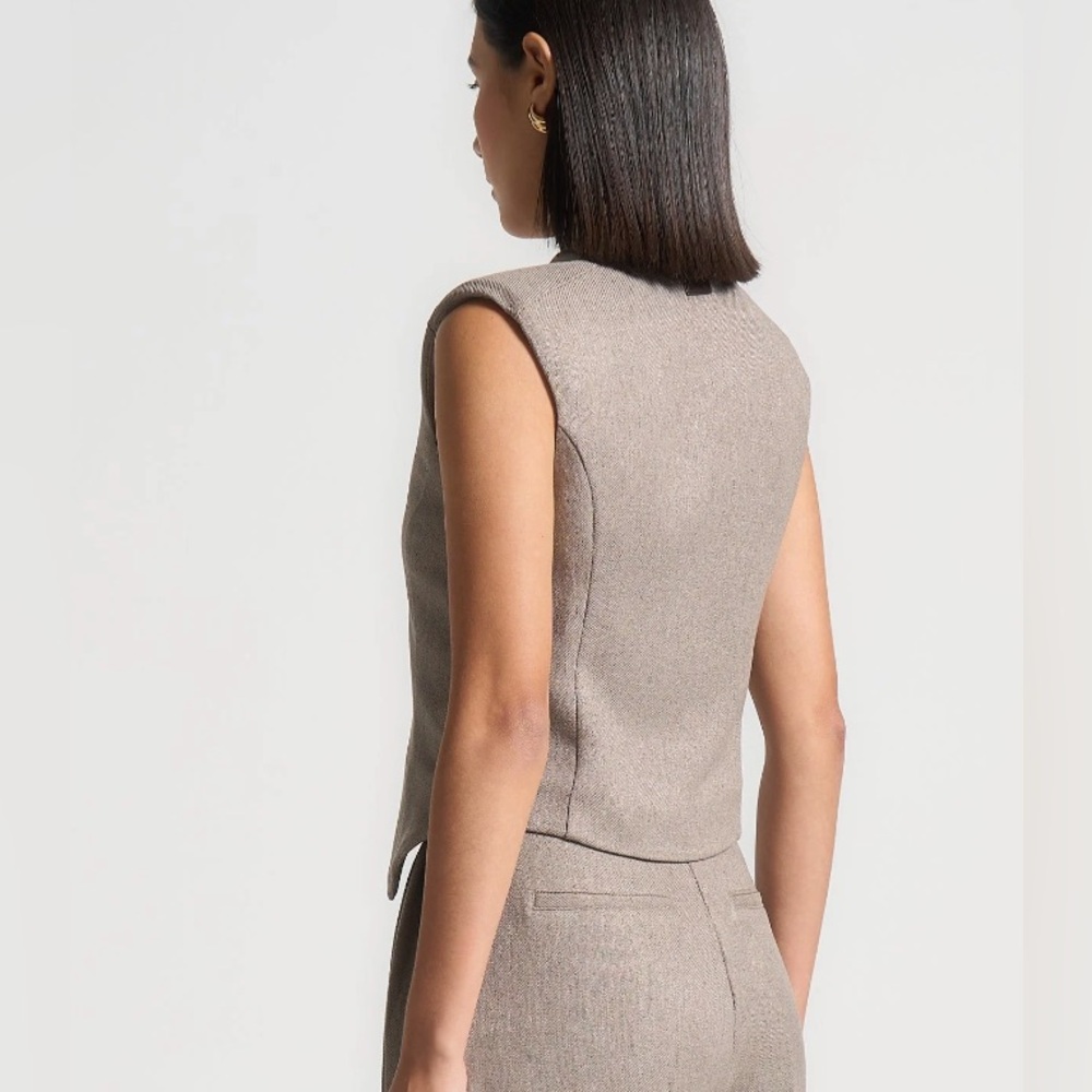 Tailored Wrap Waistcoat - Beige - Picture 3 of 6